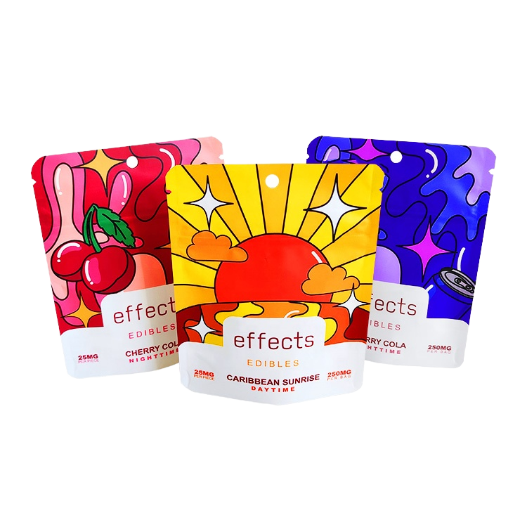 MOQ 1000pcs Custom Digital  Printed Moisture Proof PE Stand up Pouch Mylar Bags for Edibles Herbs Gummy Biscuit Packaging Cake