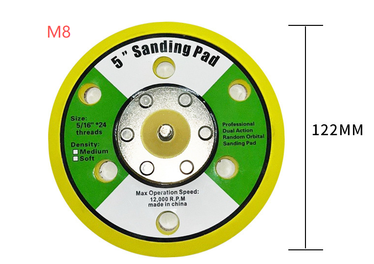 Polishing 125mm 6 Inch Velcro Backing Pad Hook Loop For Pneumatic Orbital Sander Custom