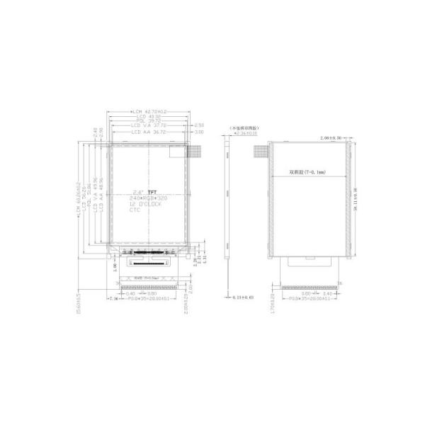 2.4 Inch Capacitive Touch Screen 8 bit 16 bit Parallel Serial Interface Resolution 240*320 Driver IC GC9306 400 Brightness