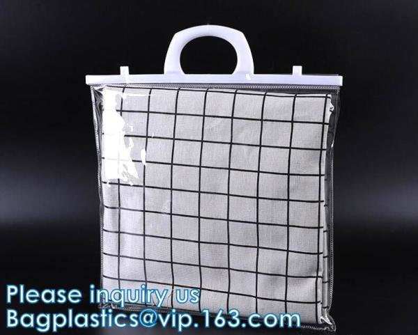 Clothes Storage Bag, Makeup Organizer With Reinforced Handle, Vinyl Storage Bags, Dual Zippers, Moving Totes