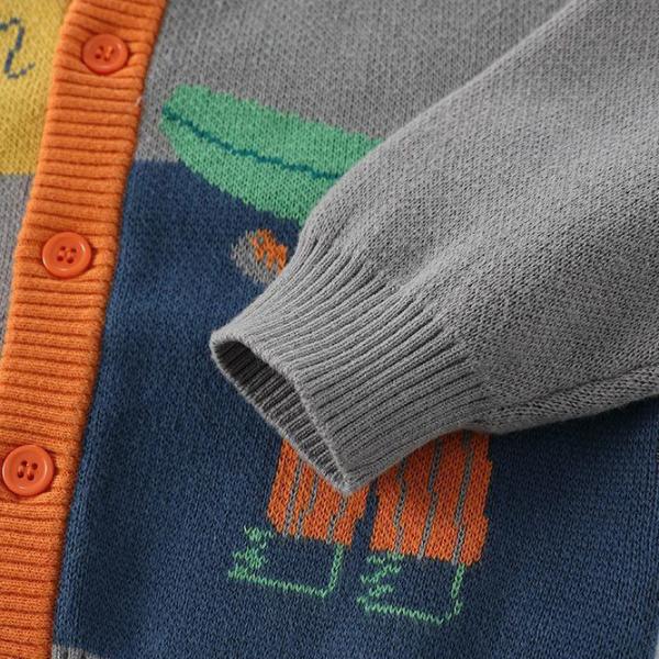 autumn and winter baby cotton yarn knitted cardigan crew collar sweater coat