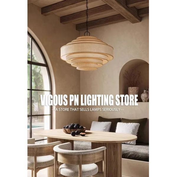 Living Dining Bedroom B&B Decoration Home Pendant Lights Indoor Lighting Fixtures Japan Style Wabi Sabi Fabric Chandelier (WH-VP-303)