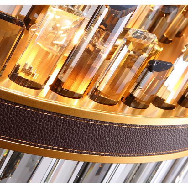 E14 Роскошные современные кристаллические люстры Ржавостойкие кожаные украшения Черный подвесный свет