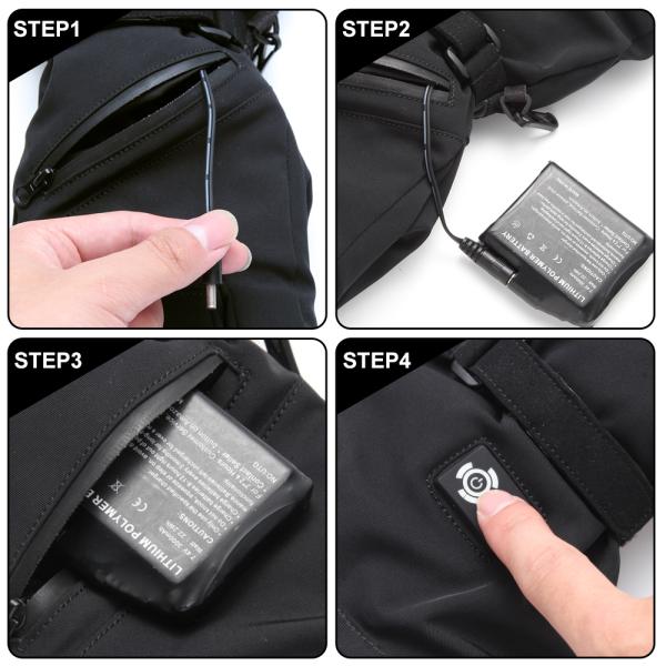 доказательство снега зимы перчаток батареи 7.4V перезаряжаемые нагретое черное