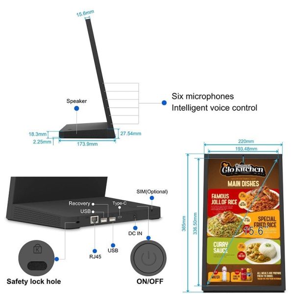 Commercial Digital Menu Board with High-Definition Display, Self-Ordering, and Multi-Language Support for Fast Food Chains