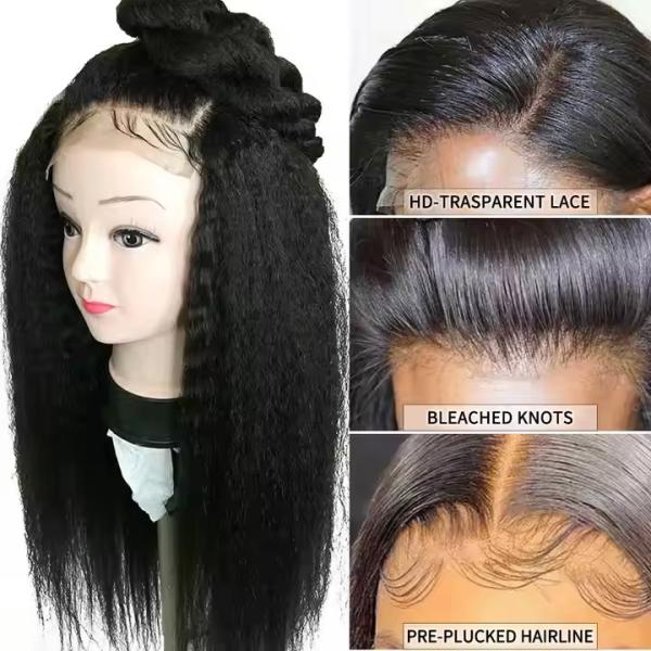 Yaki or  Kinky Straight Hd Swiss Lace Frontal Wigs Human Hair Wigs Lace Front Brazilian Full Lace Front Wigs for Black Women