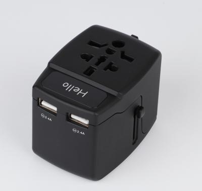 RoHS  Certificate Worldwide Travel Adaptor With Twin Usb Charger