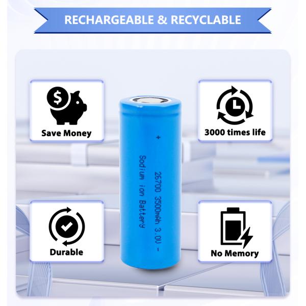 Натриевые ионные батареи 26700 3500mah цилиндрические ячейки 3,5ah для пылесоса для ноутбуков