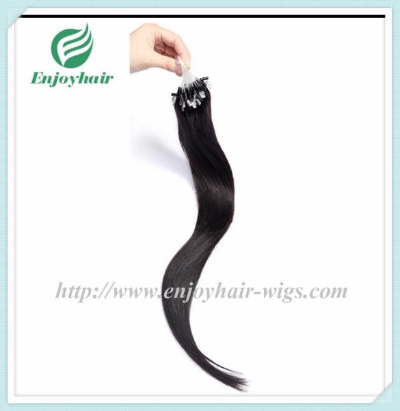 Micro ring loop hair extensions 16-26L brazilian remy hair 1B# color hair