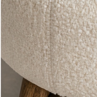 Minimalist White Bouclé Armless Lounge Chair, Solid Wood  CYC-021-WHT
