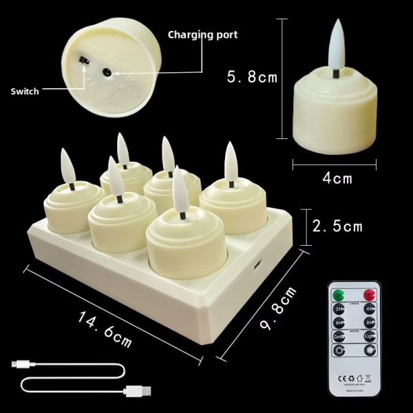 Rechargeable Customizable Flameless LED Tea Lights with Timer Function for Home Decor and Events