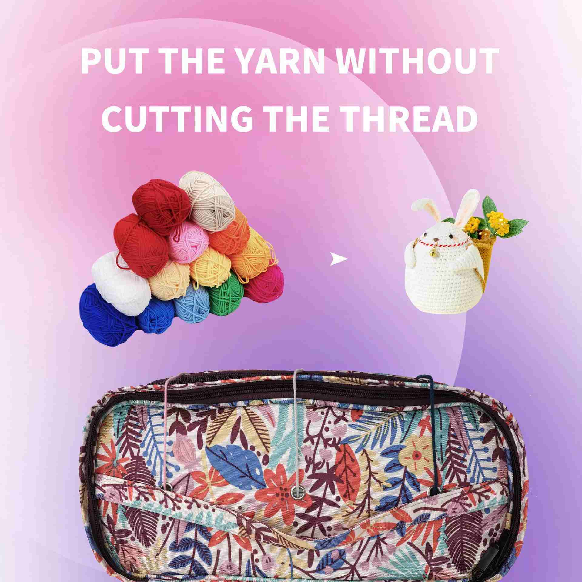 Customizable Three-Hole Anti-Tangle Knitting Storage Bag With Lightweight Fabric