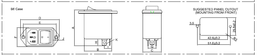 Фильтр входа IEC 115V/250V с фильтром модуля входа силы переключателя для медицинского оборудования