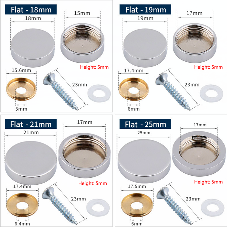 Plating Finish Brass Material Swivel Mirror Screw For Advertising Solutions