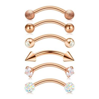 Sobrancelha reta de aço inoxidável do Barbell 316 que perfura o Barbell curvado 8mm 16G