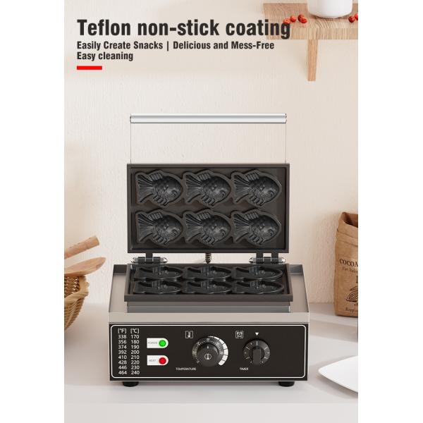 Электрический мини-рыбный тайяки изготовляющий из нержавеющей стали 6 рыбьи вафли пекарня