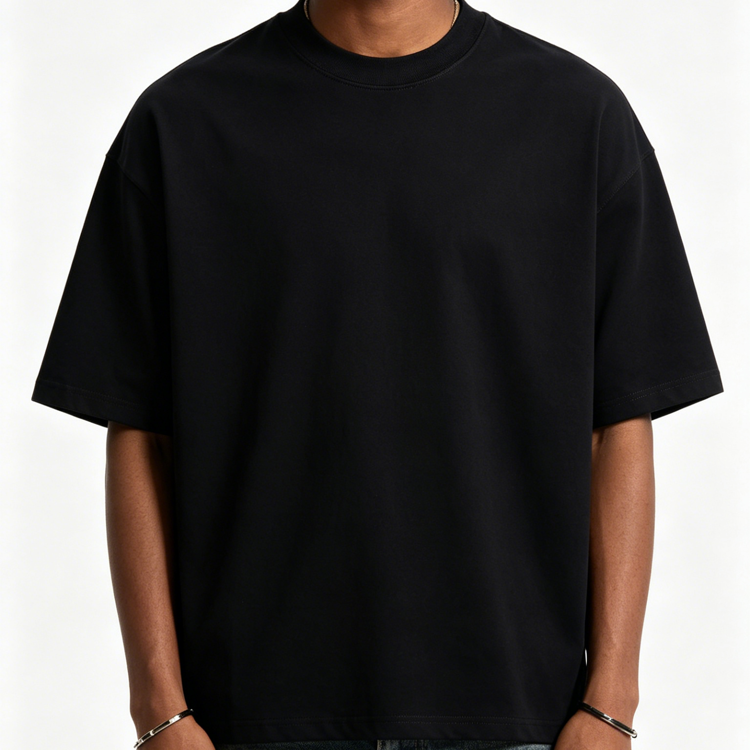 250-300G 100% Cotton Vintage Washed Fake Two-Piece Oversized DTG Print Crew Neck Summer Street Tee Cross-Border