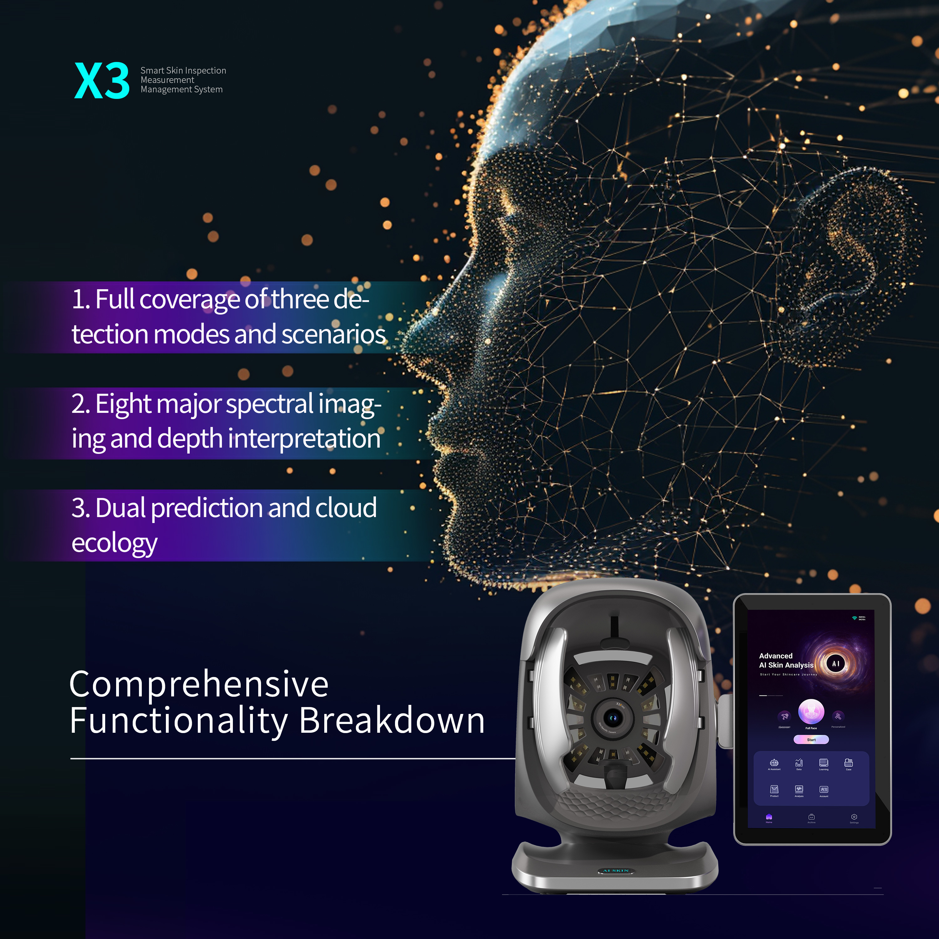 X3 Skin Analyzer AI Camera Salon Facial Diagnostic Beauty Detector HD Scanner Machine Equipment