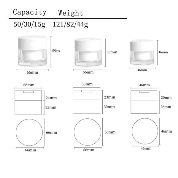 15g 30g 50g Leakproof Plastic Cream Jar with Customizable Colors for Skincare and Cosmetic Use