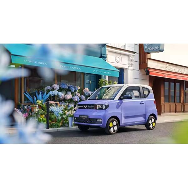 Pure Electric Wuling Mini EV Car 3 Door 4 Seat Hatchback with Max Speed 100km/h Blue