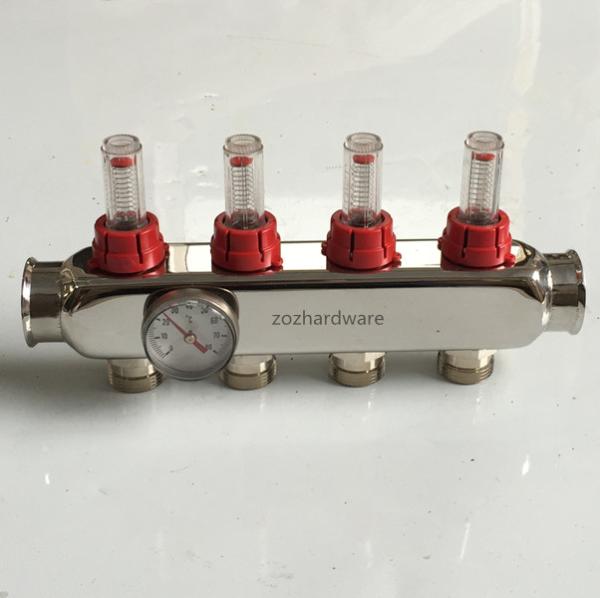 Manifolds for Underfloor Heating System , Stainless Steel Manifold Flow Meter Valve