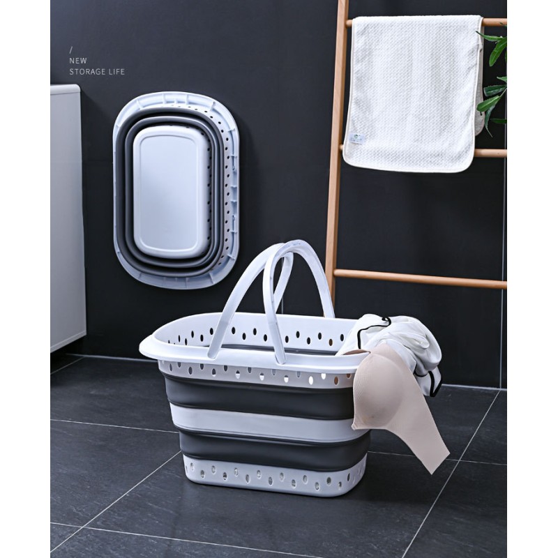 Creative Folding Wall-Mounted Portable Plastic Modern Simple Extra Large Thickened Kitchen Bathroom Laundry Basket Foot Bath