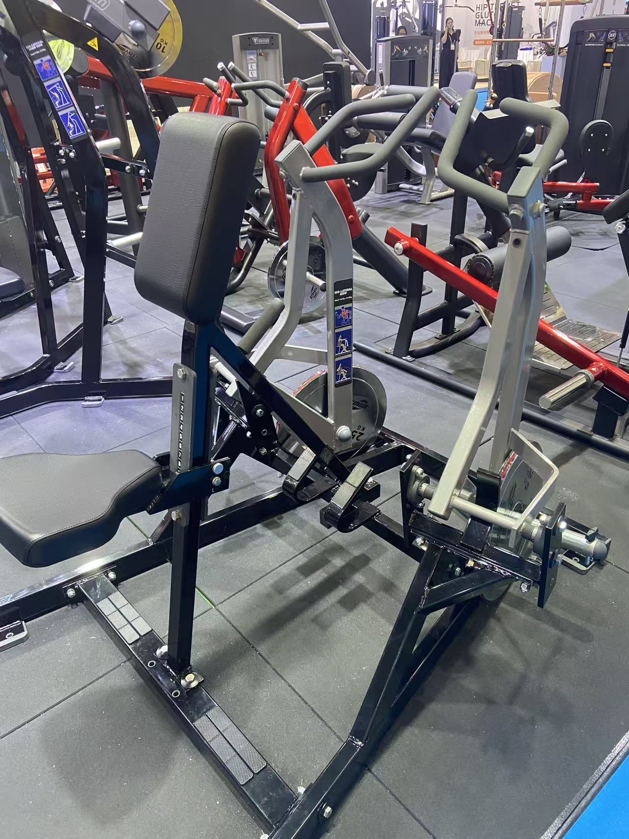Iso-Lateral Rowing Machine Steel Plate Loaded Back Trainer for Commercial Gym Strength Workouts