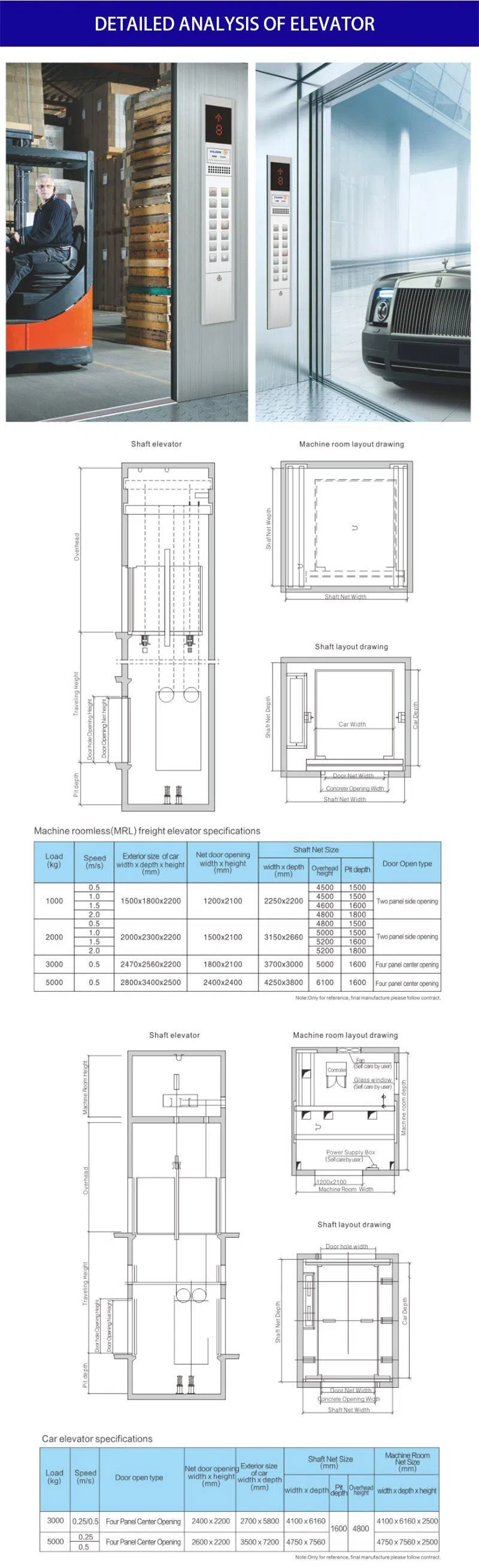 5 Tons Warehouse Cargo Lift Fuji Hydraulic Freight Elevator