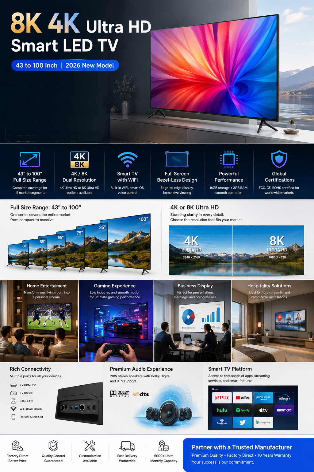 8K Ultra HD Smart LED TV with 100 Inch Screen