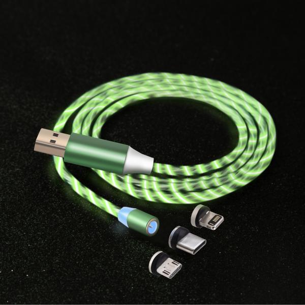 3 In 1 LED Magnetic Charging Cable Upgraded Nylon Braided For Samsung IPhone