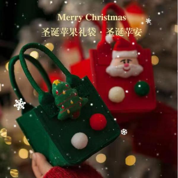 Red Colorful Felt Bag Custom Logo Accepted Christmas Gift Bag for Ins Style