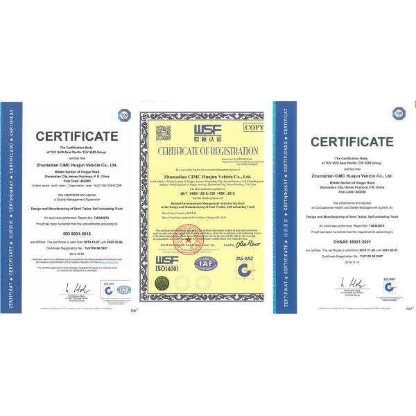 Durable CIMC HUAJUN 40CBM Dry Bulk Powder Cement Tank Carrier 3 Axles Tanker Semi Trailer