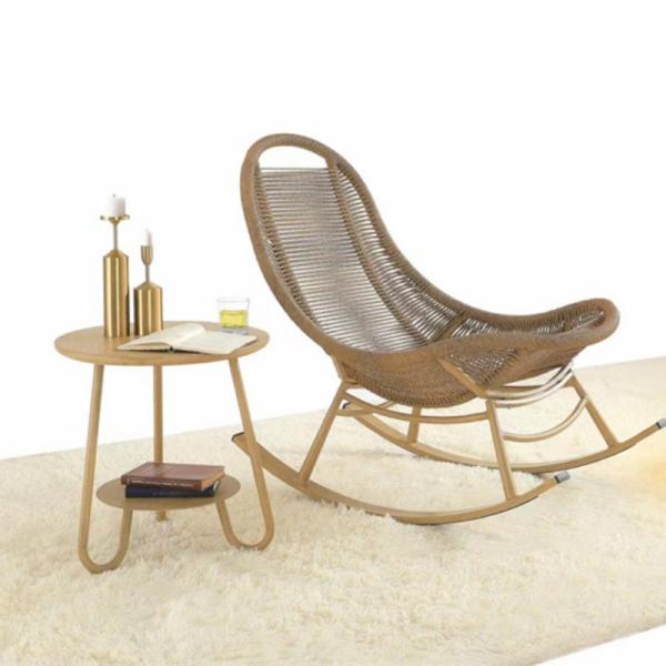Modern Design PE Rattan Aluminum Alloy Rocking Chair Sun Lounger for Outdoor Leisure