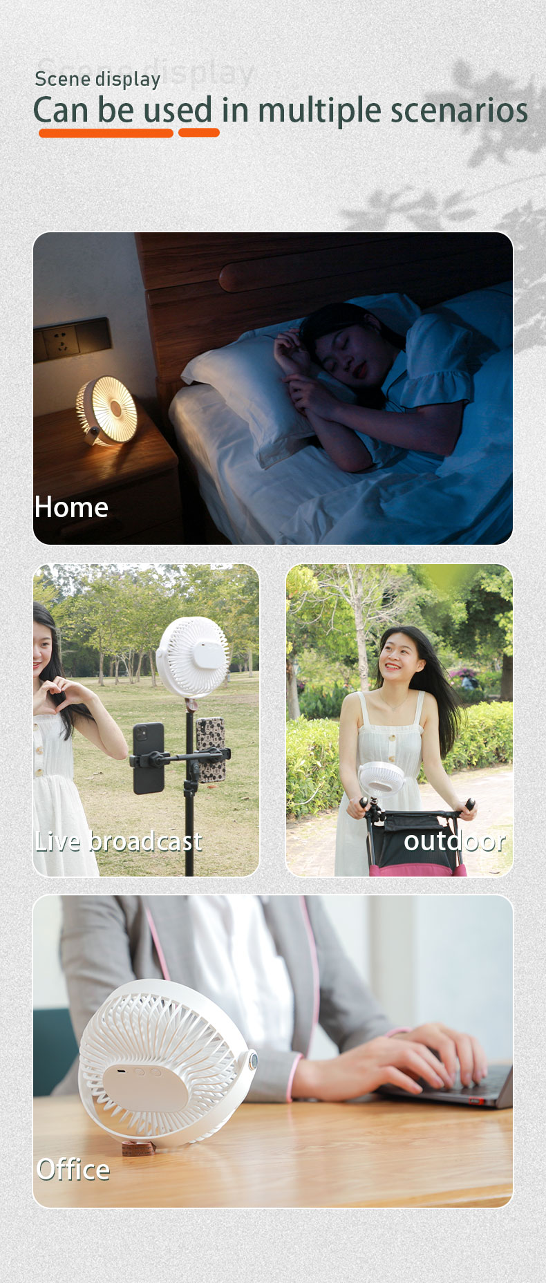 Rechargeable Mini Outdoor Ceiling Mini Battery Small Rechargeable With Led Light Stand Tripod Desk Foldable Camping Fans