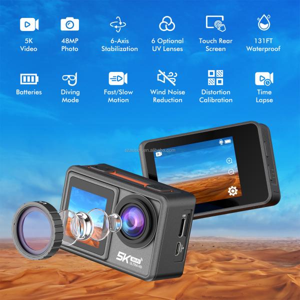 5k 30fps 1080p Wifi Waterproof EIS Outdoor HD Action Camera Dual Screen
