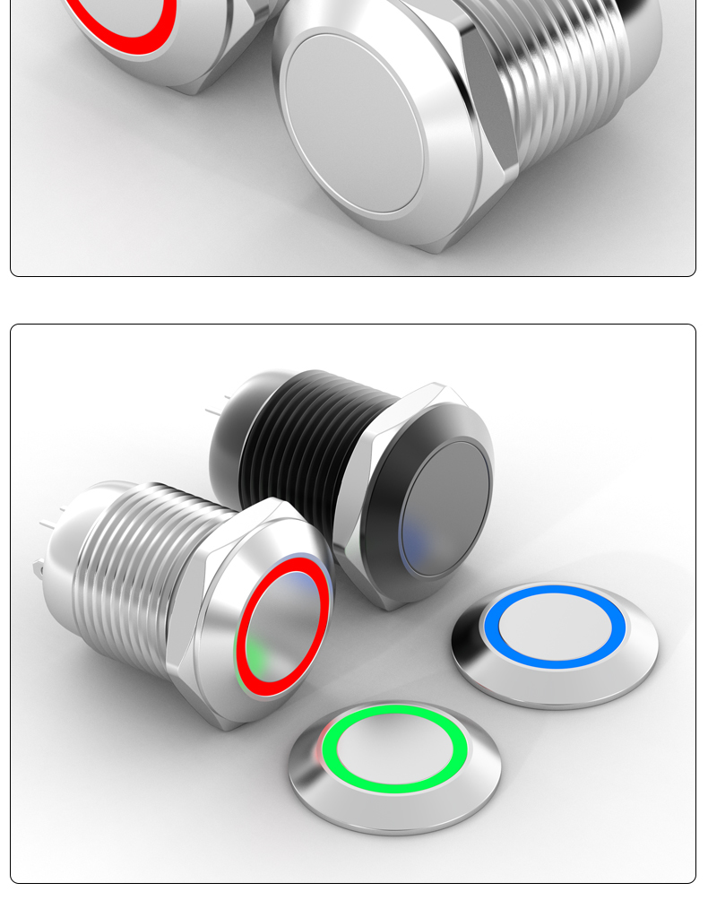 12mm ultra-short dual-blade switch, 2-on 2-off metal button switch, 1-on 1-off self-locking and momentary, small modification button