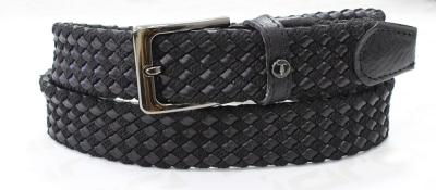 Brown Polyester / Leather Mens Braided Belts With Metal Stud On Loop 3.85cm Width