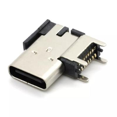 Upright Side USB 3.1 Type C Connectors Female Socket 16Pin