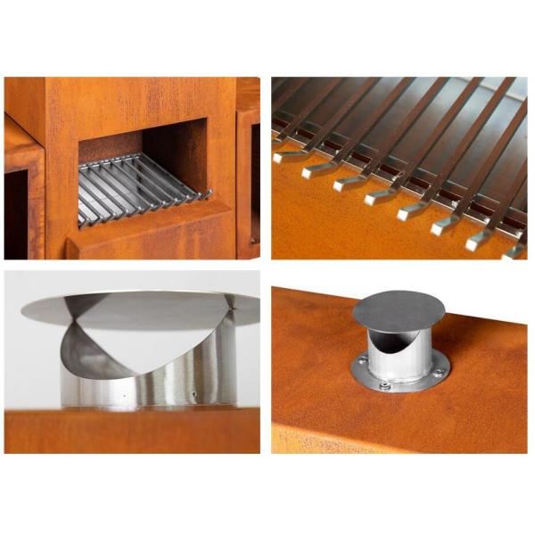 Изготовленная на заказ на открытом воздухе Freestanding древесина горя камин Corten стальной с деревянным хранением