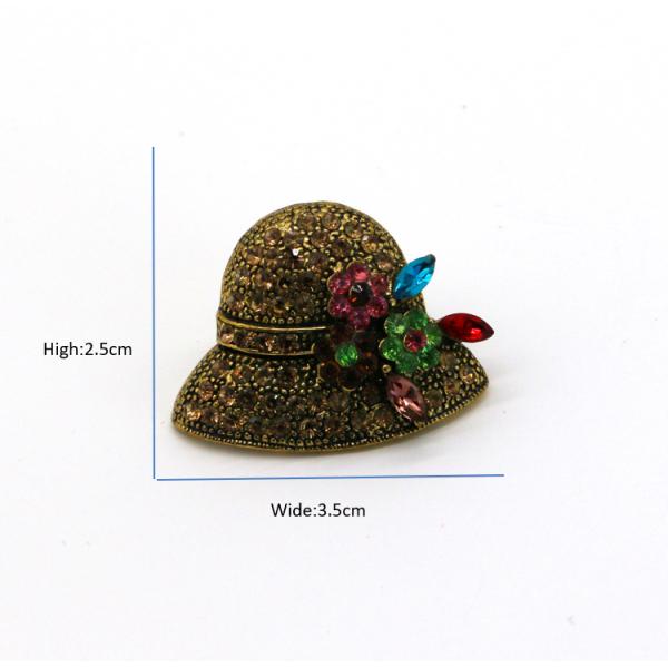 Cute Hat Shape Fashion Brooch Pin Vintage Gold For Women 2.5cm×3.5cm