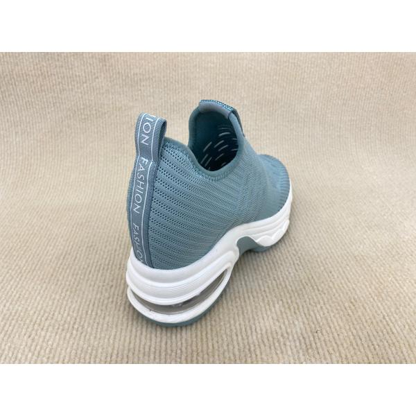 Women blue platform flyknit loafers with breathable mesh upper microfiber and heightening