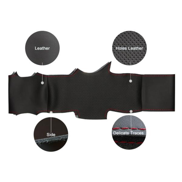 Custom Perfectly Fit Genuine Leather Hand Sewn Car Steering Wheel Wrap Cover for Ford Ranger Everest 2016