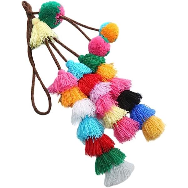 Cute Pom Pom Tassel Boho Purse Charms For Handbags Backpack Keyring Keychain Waist Chain For Women