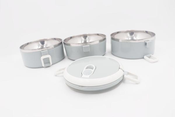 1.4L 2 Layers cheap safe collapsible children lunch box portable stainless steel plastic kids tiffin
