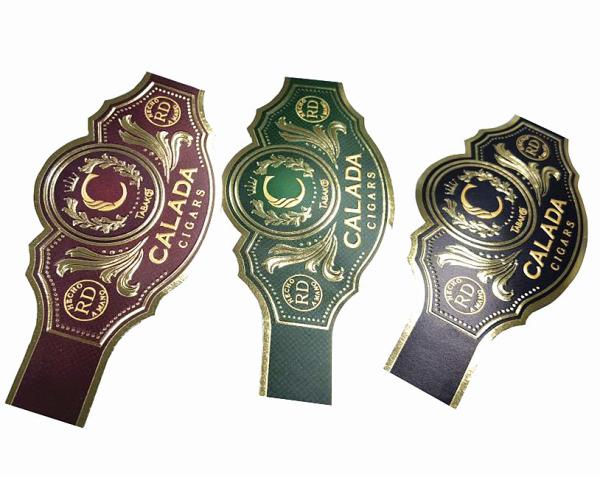 Custom Label Sticker Hot Sale Cigar Label Sticker Embossing Printed Unique Shape UV Gold Cigar Ring Label Adhesive Waterproof Cartoon Label Printing Sticker