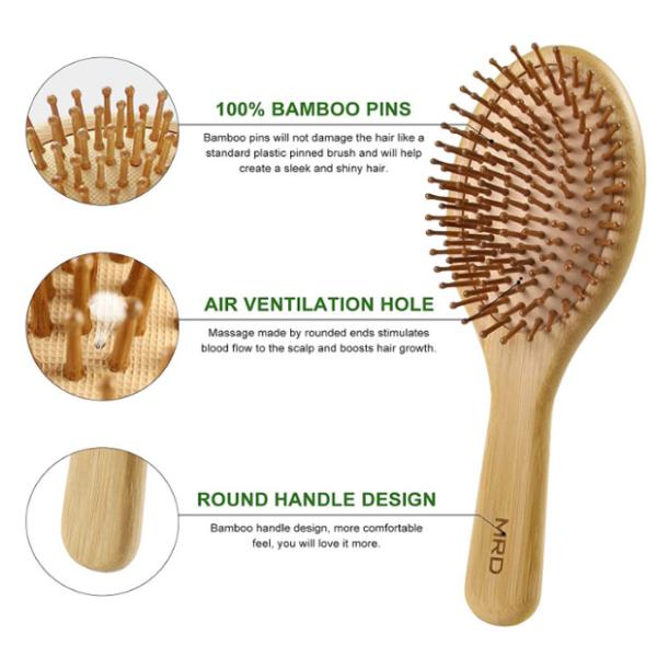 Бамбук набора щетки волос Detangling естественный для заботы красоты волос