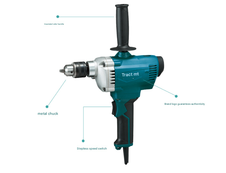 Makita M6200 800W Corded Mixer Drill 13mm Keyed Chuck 0-700RPM Variable Speed Electric Drill for Plaster Paint Mud Mixing & Drilling