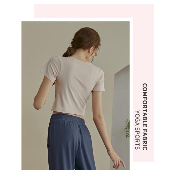 Дизайн моды бежать облегченные сухие футболки рукава краткости ткани пригонки для женщин