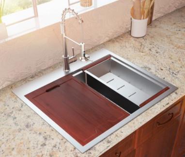 Brushed Stainless Single Bowl Workstation Kitchen Sink Drop In Kitchen Handmade Sink
