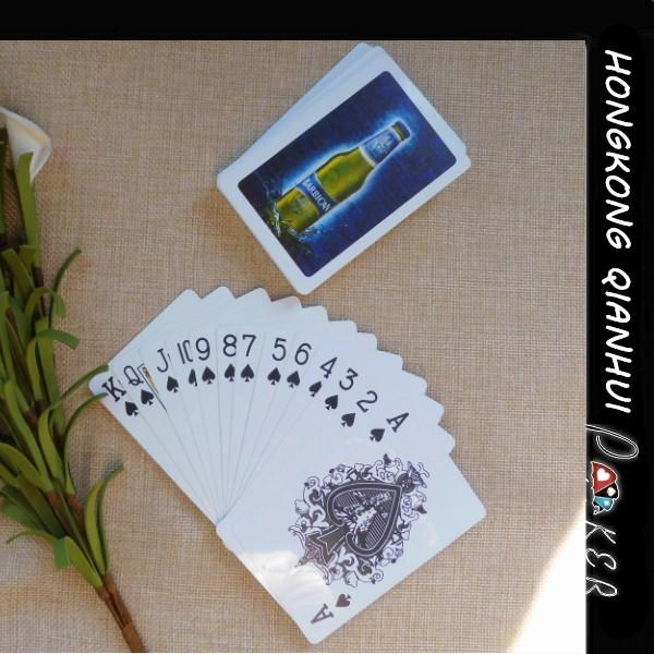 CUSTOM PLASTIC PLAYING CARDS IN PLASTIC BOX FOR  BEER ADVERTISING PURPOSE